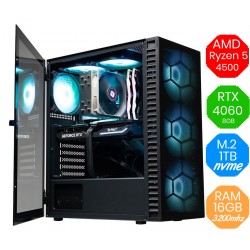 Gaming PC AMD Ryzen 5 4500 RTX 4060 RAM 16GB M.2 1tb Win11 RGB