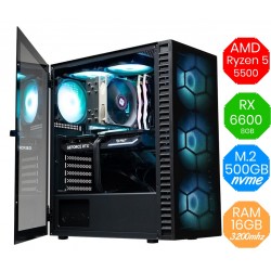 Gaming PC AMD Ryzen 5 5500 RX 6600 RAM 16GB M.2 500gb Win11 RGB