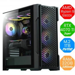 Gaming PC AMD Ryzen 9 5900X - RTX 4070 TI SUPER 16GB - RAM 32GB DDR4 3200Mhz...