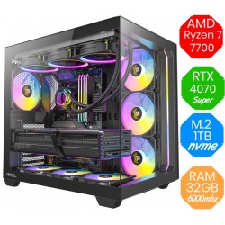 AMD Ryzen 7 7700 - RTX 4070 SUPER 12GB - M.2 1tb - Ram 32GB DDR5 - Liquido - RGB